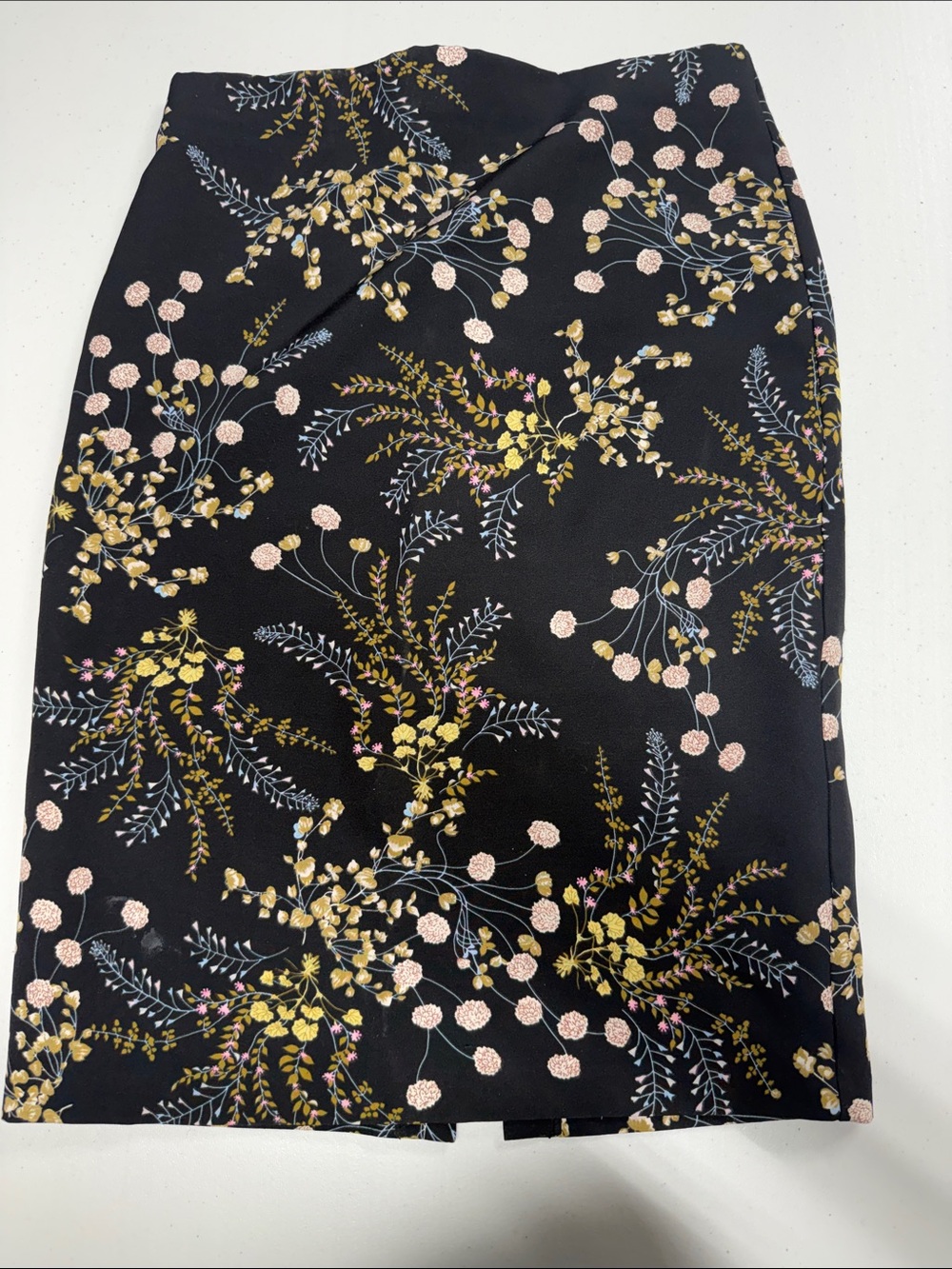 Philosophy Black Pencil Skirt with Pink and Gold Floral Print